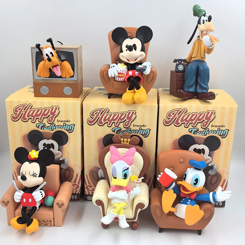 MINISO Disney Friends Happy Gathering Series Minnie Mickey Mouse Daisy Donald Duck Goofy Pluto Anime Figure Toy Model Doll Gift