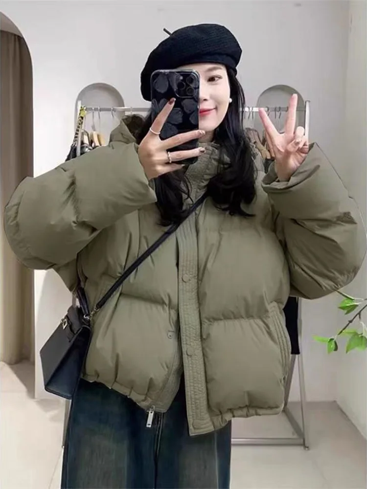 

Женская повседневная утепленная зимняя куртка из искусственной кожи, свободного кроя, с хлопковой подкладкой, ветрозащитная, модная новинка 2025 года