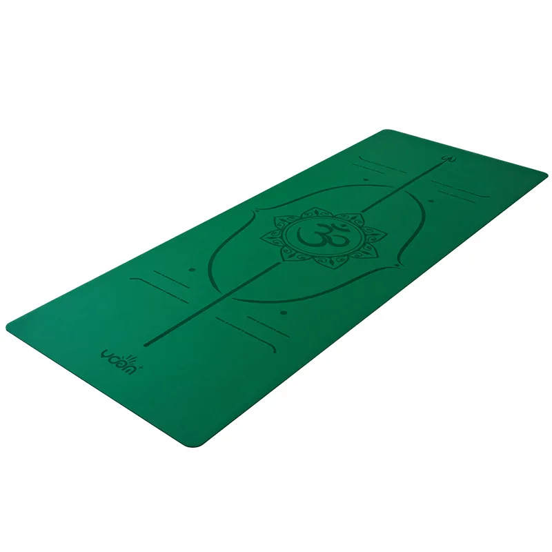 ‌ Estera de yoga de caucho natural de 5 mm con superficie de PU, líneas de alineación corporal y logotipo personalizado, estera de ejercicios antideslizante para gimnasio/uso doméstico