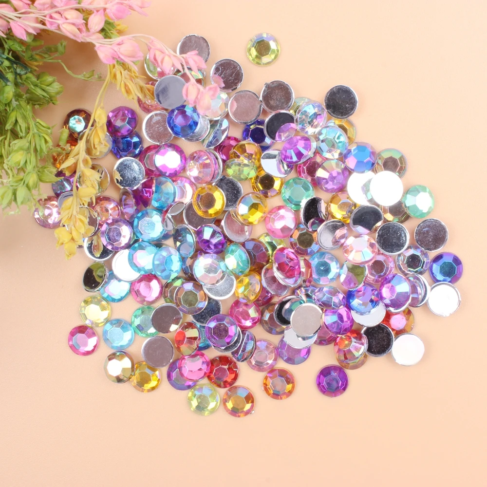 Acrylic Rhinestones Half Round Beads 1.5-8mm Flatback Facets Many Colors Glue On DIY Craft Backpack Garment Accessories