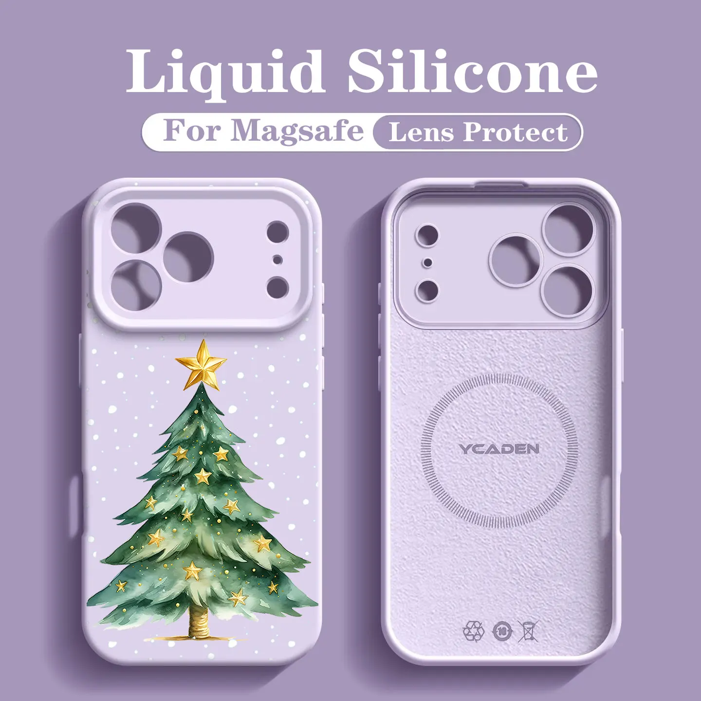 Wireless Charge Liquid Silicone Phone Case For Samsung Galaxy S24 Ultra S25 S23 S26 Ultra Plus Watercolor Christmas Tree Cover