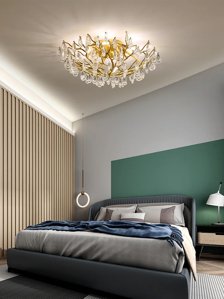

Light luxury, bionic branch, living room, headlights, bedroom, lamps, warm, romantic, round, crystal, ceiling