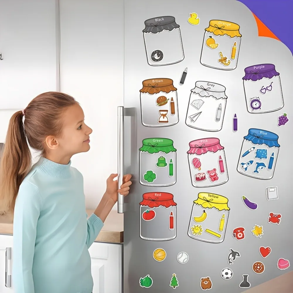 Ensemble de tri magnétique à reconnaissance de couleur, jouets éducatifs de fruits pour bébés et tout-petits, aimants pour réfrigérateur et tableau blanc