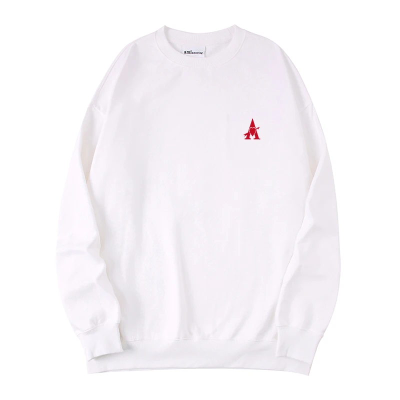 موضة جديدة فاخرة ملابس رياضية غير رسمية للزوجين قطن فضفاض مناسب للرجال والنساء بلوفر برقبة دائرية للرجال AMI AMORING