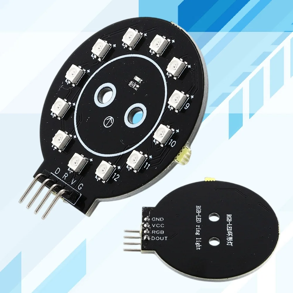 ESP32 RGB LED Ring Light Module 12-bit WS2812 Colorful Light Module for Arduino UNO 51 Microcontroller IO Driver DIY Projects