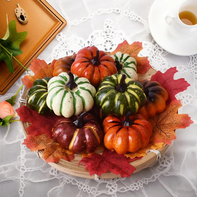 5/10 Uds. Calabaza Artificial decoraciones de Acción de Gracias Mini calabaza falsa cosecha de otoño decoraciones de fiesta de Halloween para el hogar