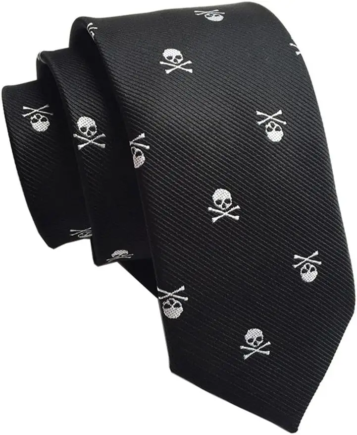 gravata-masculina-de-seda-skinny-secdtie-repp-skull-jacquard-tecido-casual