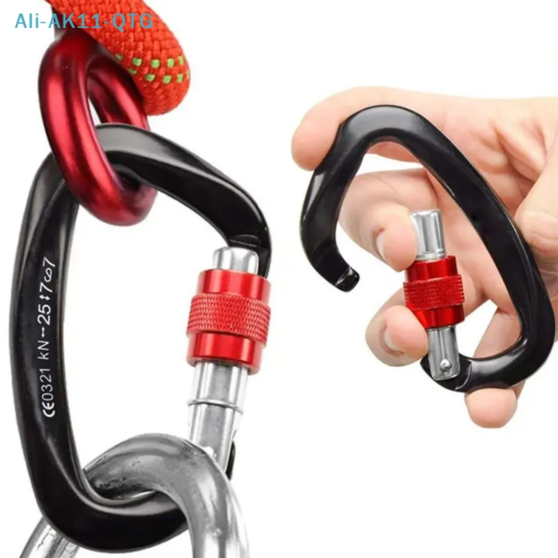 New 25KN Aviation Aluminum Mountaineering Caving Rock Climbing Key Hooks Screw Lock Carabiner D Shaped Safety Master Buckle