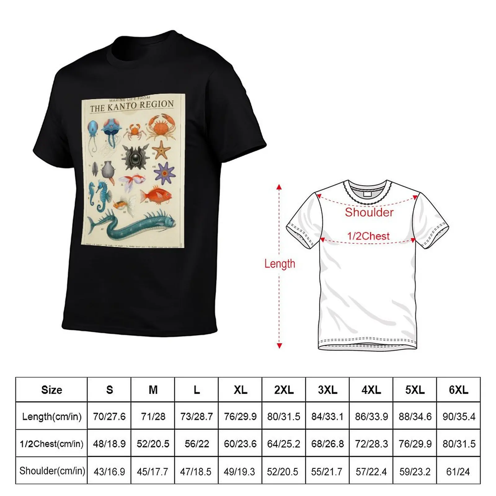 Marine Life from Kanto T-Shirt t shirt for man 100 percent cotton anime t shirts oversize t shirts for man pack white T-Shirt