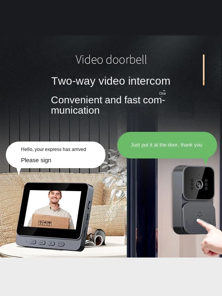 M10 4.3-inch Peephole Door Viewer Doorbell Camera 120° large screen Wireless visual smart doorbell infrared night vision 5V/2A