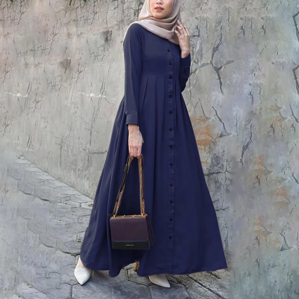 Women Abaya Loose Solid Dress Robe Femme Musulmane Big Swing Casual Dresses Caftan Marocain Kaftan Abayat Simple Vestido S-5XL