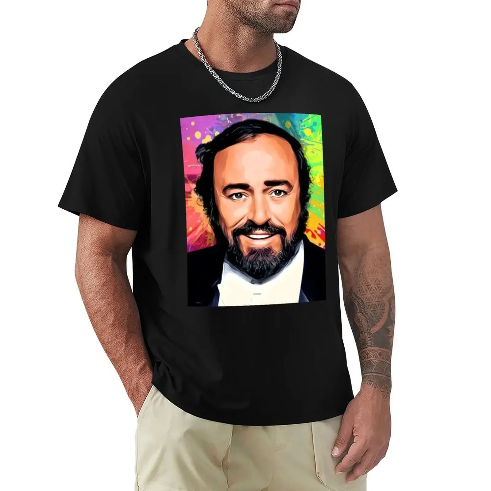 

Luciano Pavarotti Artistic Portrait Style Pop Tribute T-Shirt plus size tops customizeds men graphic t shirts New Arrival