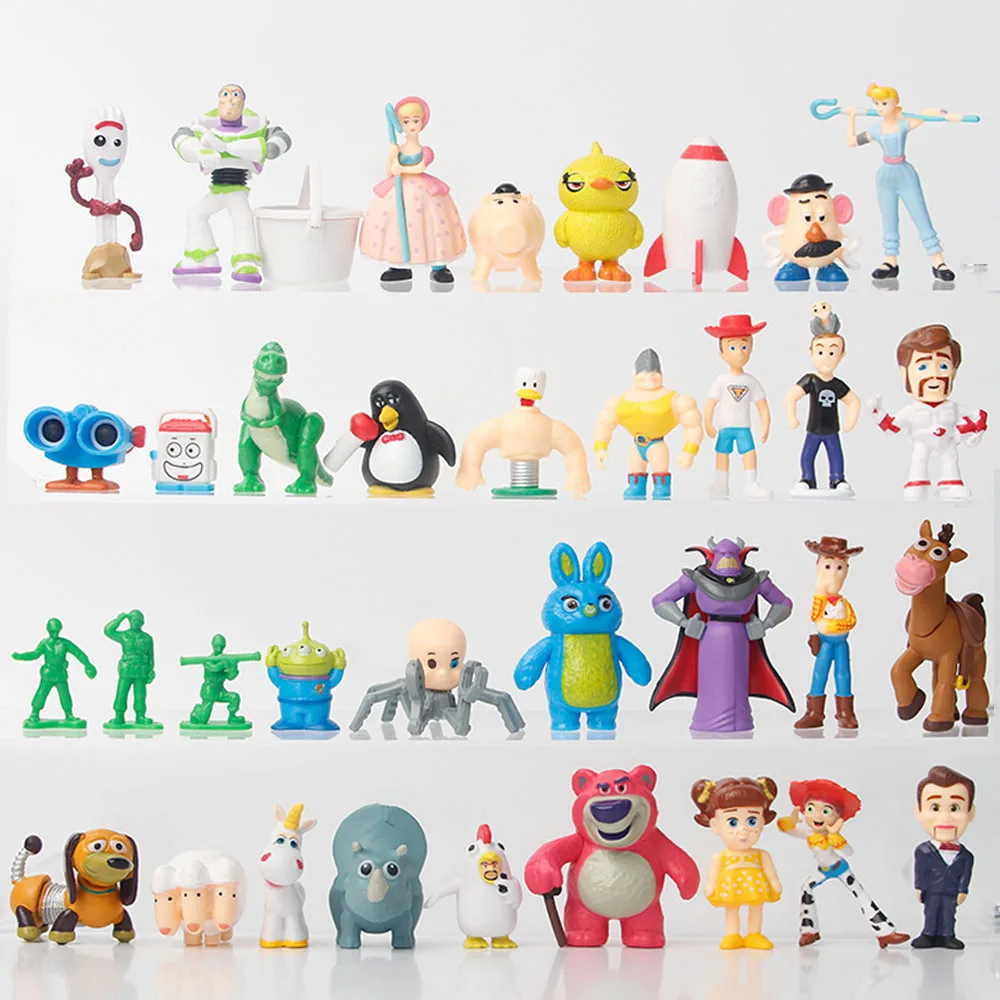 36 sztuk/zestaw Disney Anime zabawka z kreskówki historia 3-5CM Woody Buzz Lightyear Lotso figurka dekoracyjna zabawki modele dzieci fani lalka