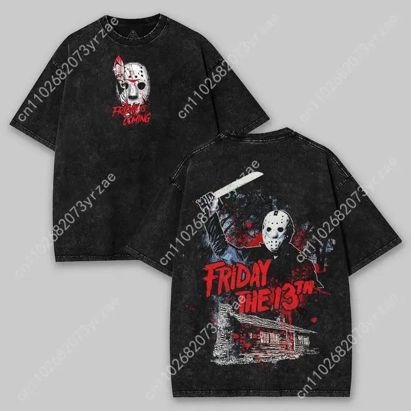 

Футболка в стиле ретро с Джейсоном, мужская и женская винтажная футболка высокого качества, хлопковая модная футболка с короткими рукавами, мягкие дышащие топы