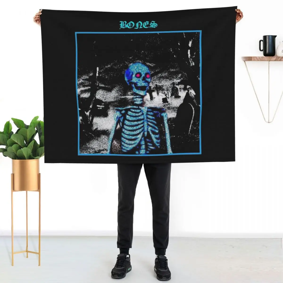 BONES SKELETON BLUE Throw Blanket Soft Plush Plaid Sofa Throw Soft Plaid Bed anime for winter Blankets