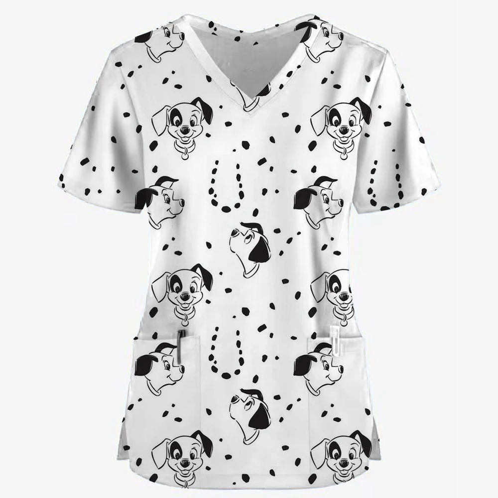 Pharmacist Dentist Veterinary Nurse Tops Disney 101 Dalmatians Beauty Scrub Clothes Spa Nurse Pure Medical Lab Medical Uniform