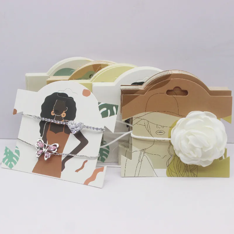 50 قطعة ورق الكرافت لك دبوس الشعر بطاقة 9*10 سنتيمتر زهرة تصميم مجوهرات عرض بطاقات DIY شكرا لك مشبك شعر الحلي حزمة #4