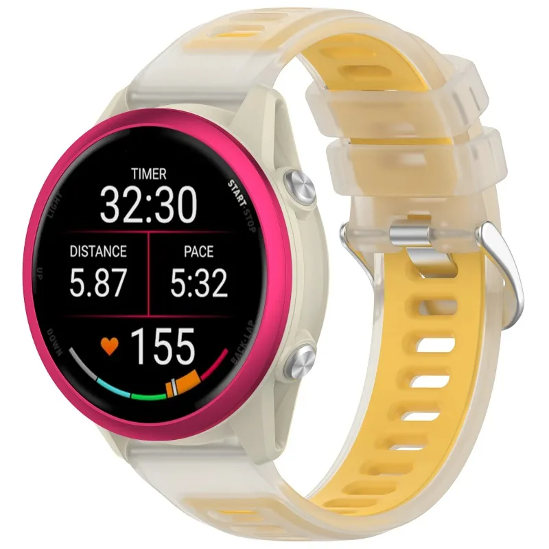 Jelly Color Silicone Strap For Garmin Forerunner 570/970/55 Semi-Transparent Two-Tone Wristband For Garmin Vivoactive 6/Active 6