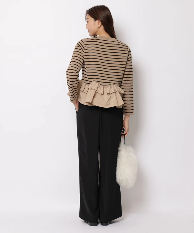 Fashionable Stripe Knitted Sweater Loose Fit Color Block Neckline Long Sleeve Women's Autumn Winter Casual Style Breathable