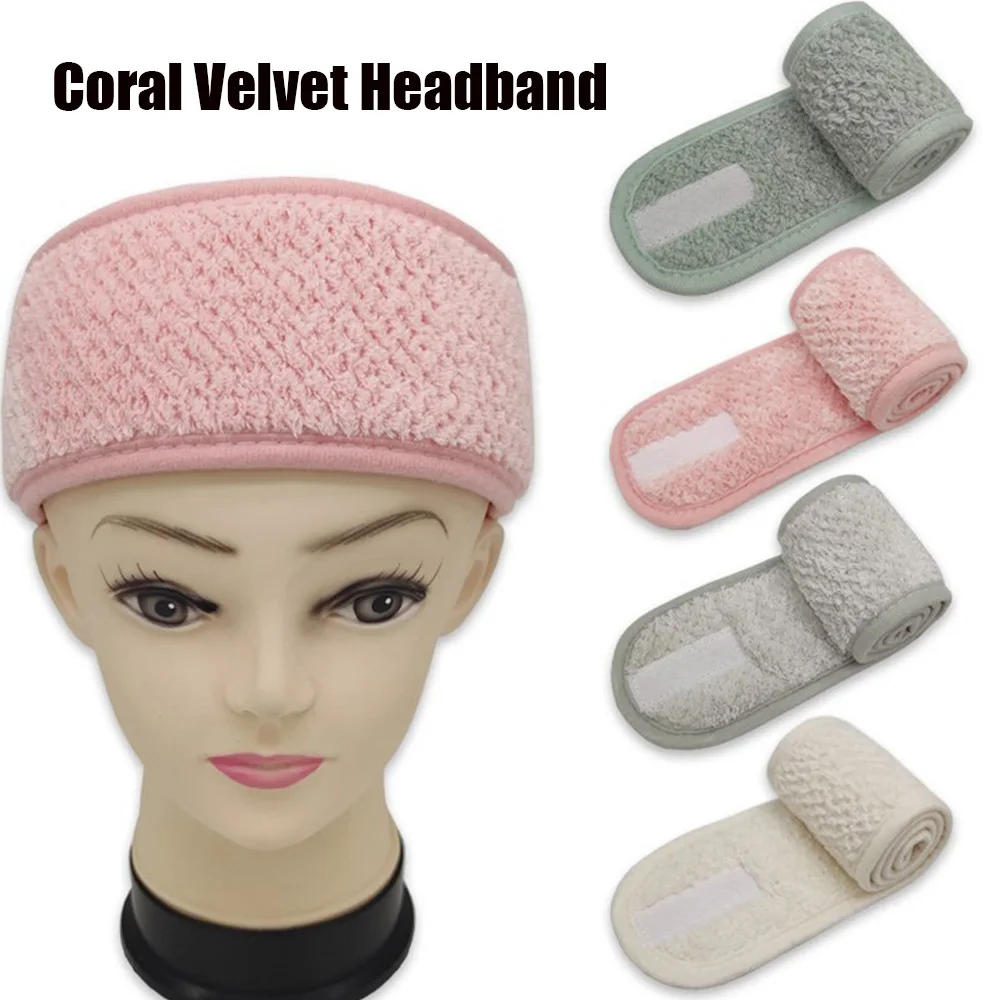 Fashion Yoga Makeup Facial Adjustable Shower Wrap Tiara Coral Fleece Headband Face Wash Hairband Turban