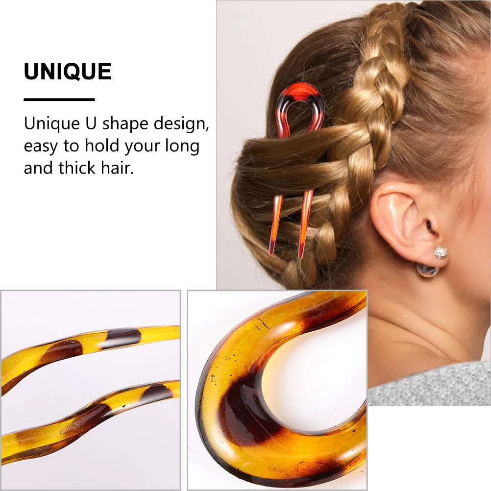 

6 Pcs Hairpin U Shaped Sticks Fashion Pins for Bun Chignon Girls Accessories Suitable All Colors Types Plastic Resin Easy Hold
