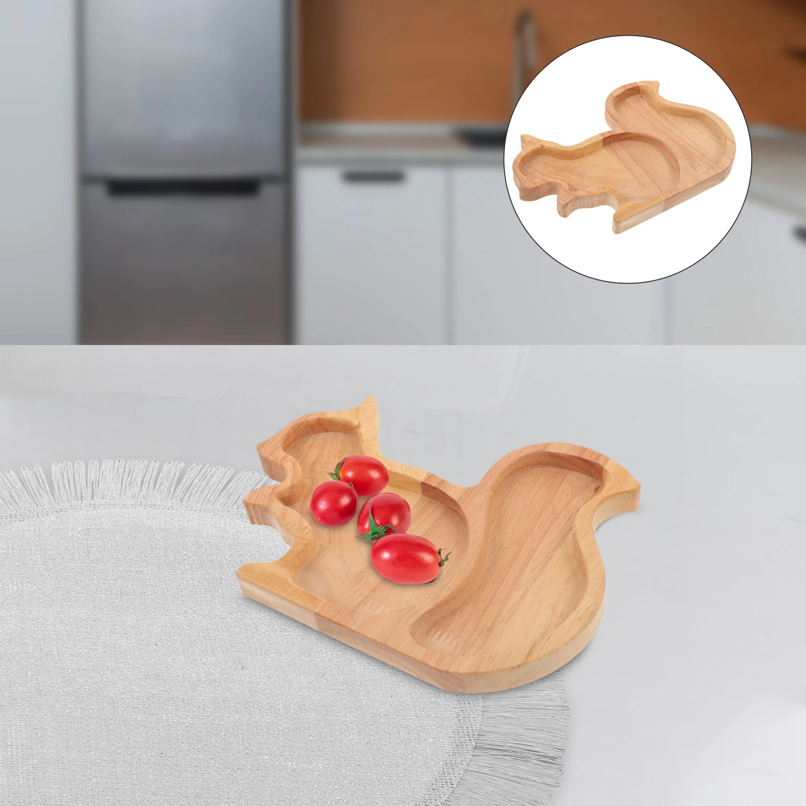 Delicatessen Squirrel Shaped Tray Child Snacks for Kids Airtight Food Storage Container Wood Multi-function Dessert