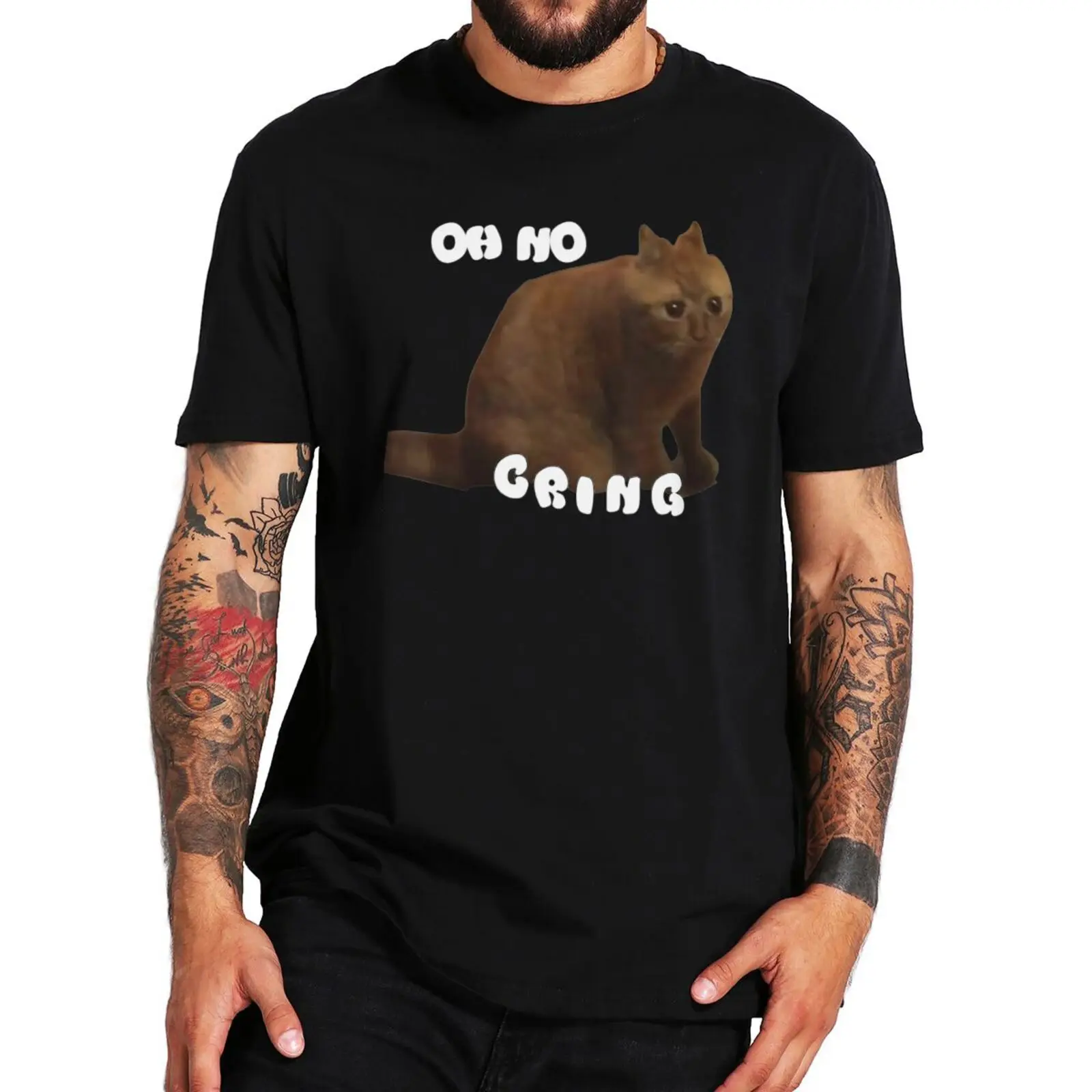 

Oh No Cringe Cat T Shirt Funny Cats Meme Retro Short Sleeve 100% Cotton Soft Unisex O-neck T-shirts EU Size