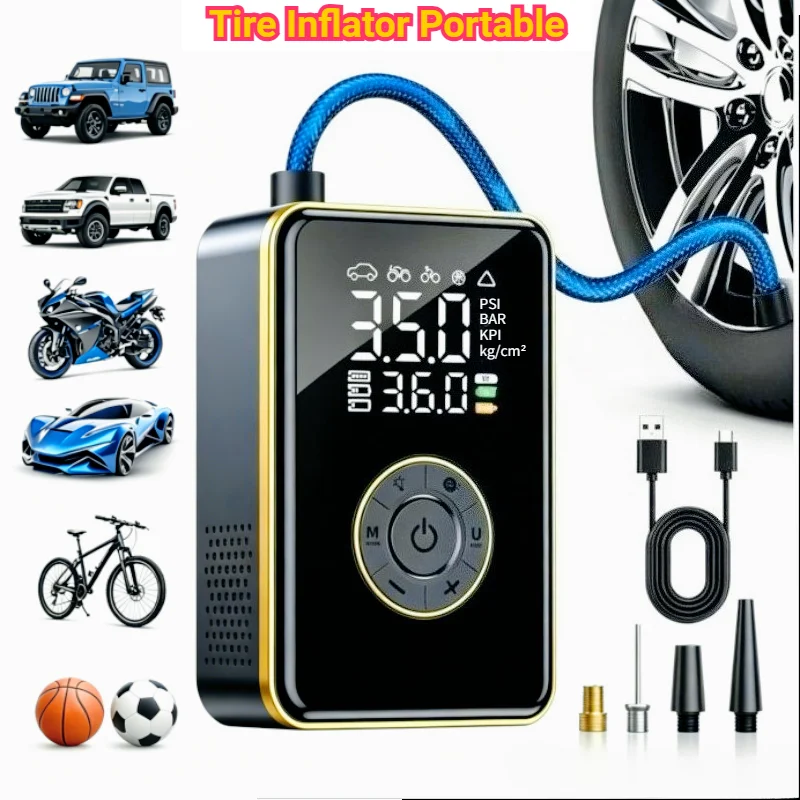 Jump Starter With Air Compressor - 150PSI Digital Tire Inflator, with Power