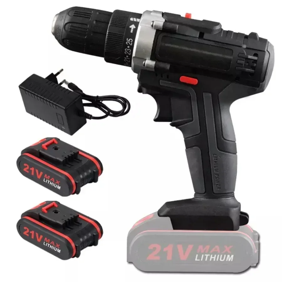 Taladro de impacto de 21V con cepillado, Mini taladro eléctrico inalámbrico de 1500rpm, herramientas para el hogar, taladro de batería de litio de