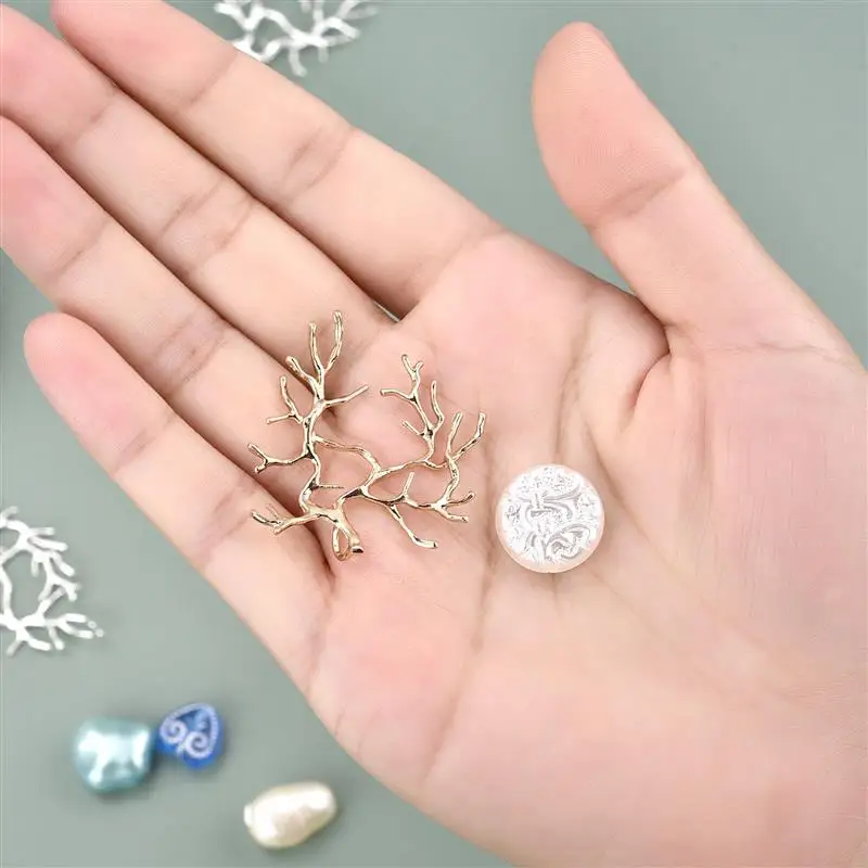 5Pcs Copper Plating Silver Tree Branch Blank Base Pendants For Cabochon Cameo DIY Necklace Jewelry Making Accessories