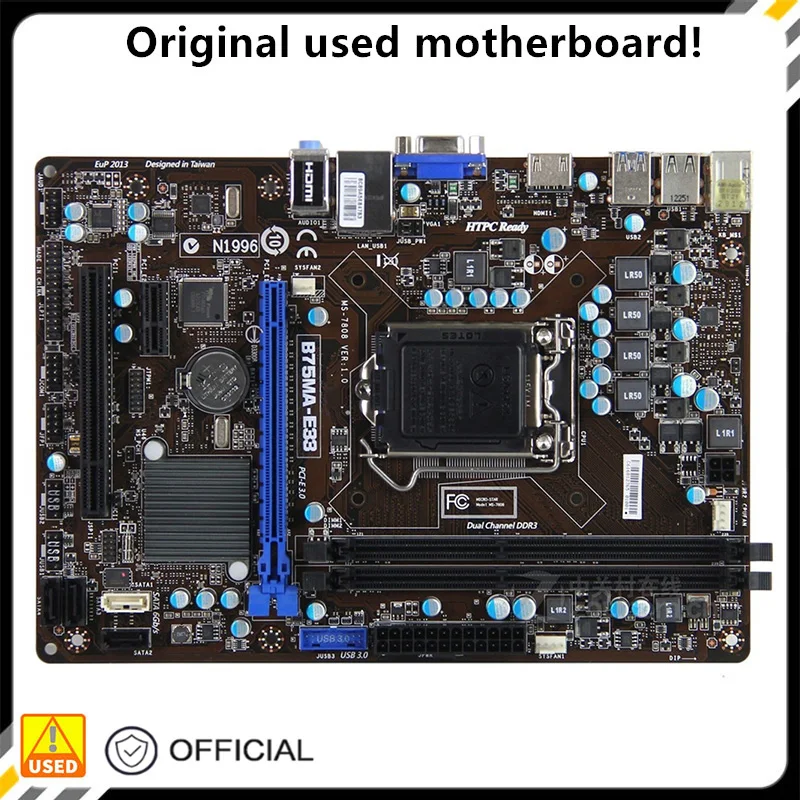 

For B75MA-E33 Computer Motherboard LGA 1155 DDR3 For Intel B75 P8B75 Desktop Mainboard SATA II PCI-E X16 Used