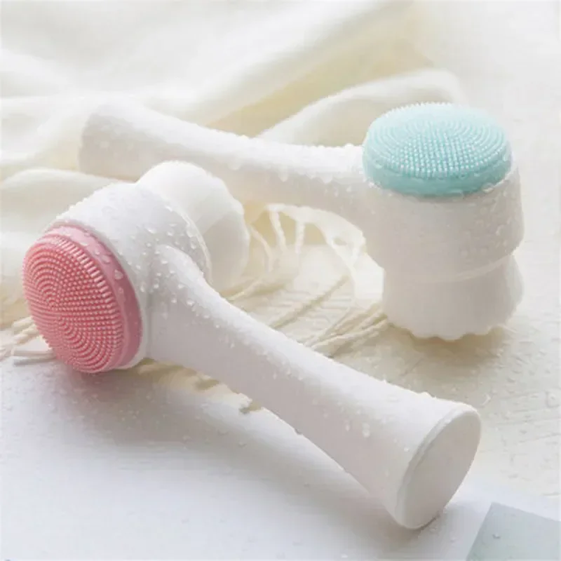 Wholesale 3D Silicone Facial Brush Manual Cleansing Brush Facial Cleanser Soft Bristled Cleaning Brush Double-sided Massagebrush