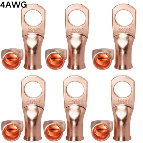 25/10 Uds 4AWG calibre de cable de cobre desnudo terminales de batería conector de anillo M6/M8/M10/M12 Kit