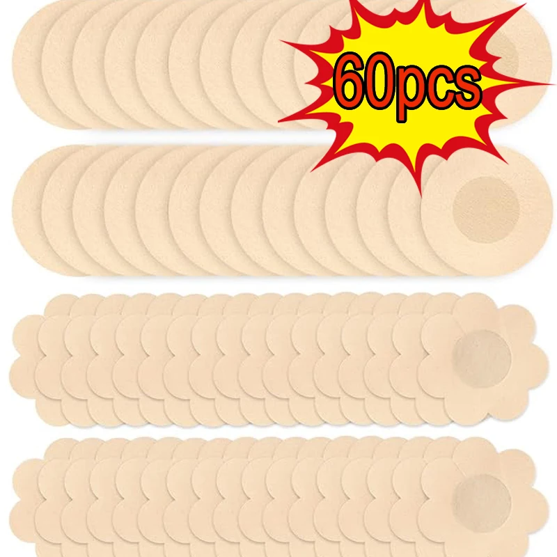 

60pcs Nipple Pasties Breast Lift Tape Women's Invisible Overlays on Bra Stickers Chest One-off Nipple Cover Sticker Pad Lingerie