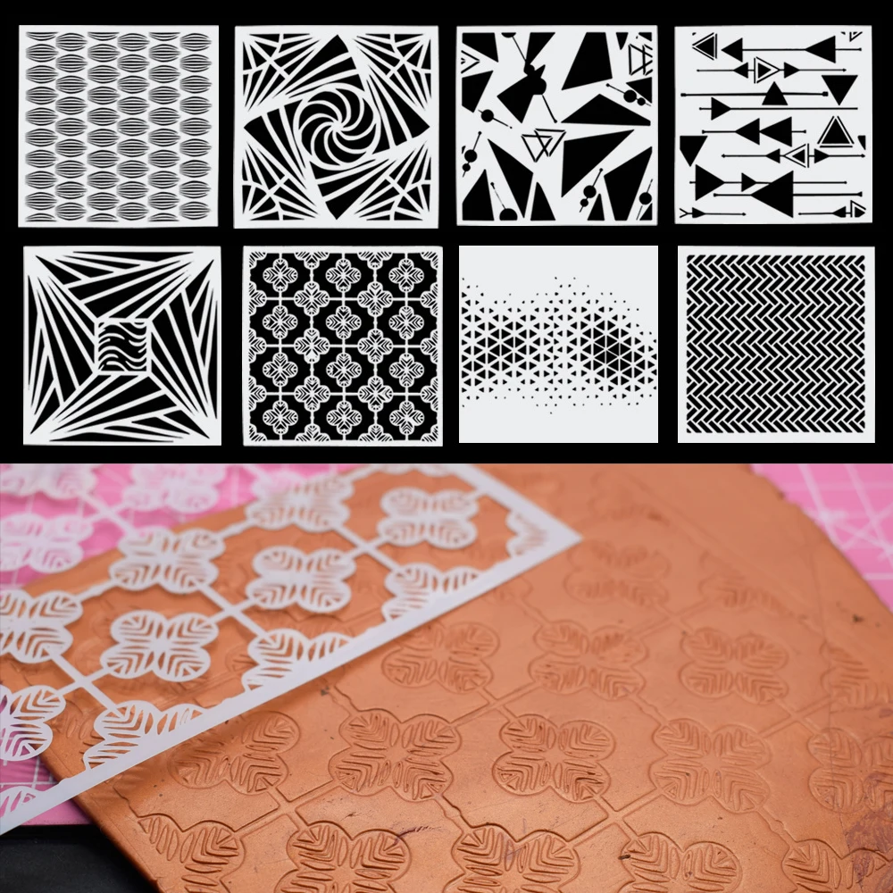 

Текстура из полимерной глины, трафаретный экран, геометрический узор, глиняные штампы, керамические украшения, принадлежности для декоративно-прикладного искусства