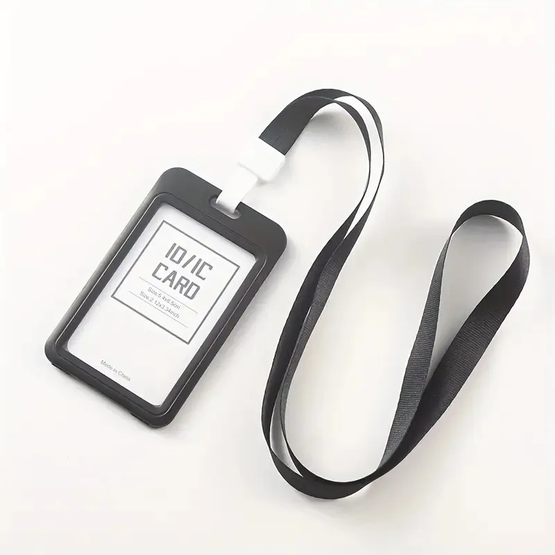 dual-use transparent double-sided work card holder with nylon lanyard - suitable for employees and factory workers