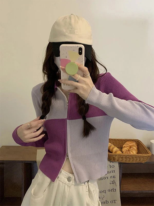 

Pink Short Knitted Open Cardigan Women's Spring Autumn Winter Fashion High-End Sensation Rose Red Sweater Outerwear