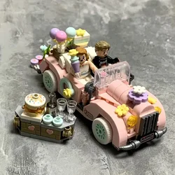 Cartoon Car Building Block Set DIY Cute Romantic Wedding Car Model Assembled Ornaments Toy Gifts for Children and Adults