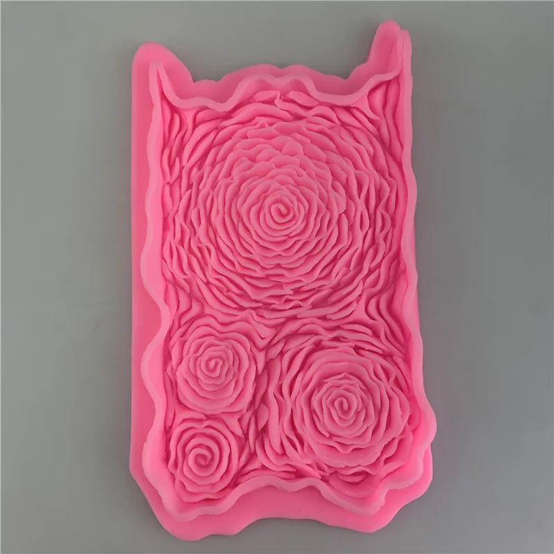 Rose Flower Flower Sugar Flipping Silicone Mold Chocolate Decorative Mold Flower Texture Cake Edge Wedding Celebration