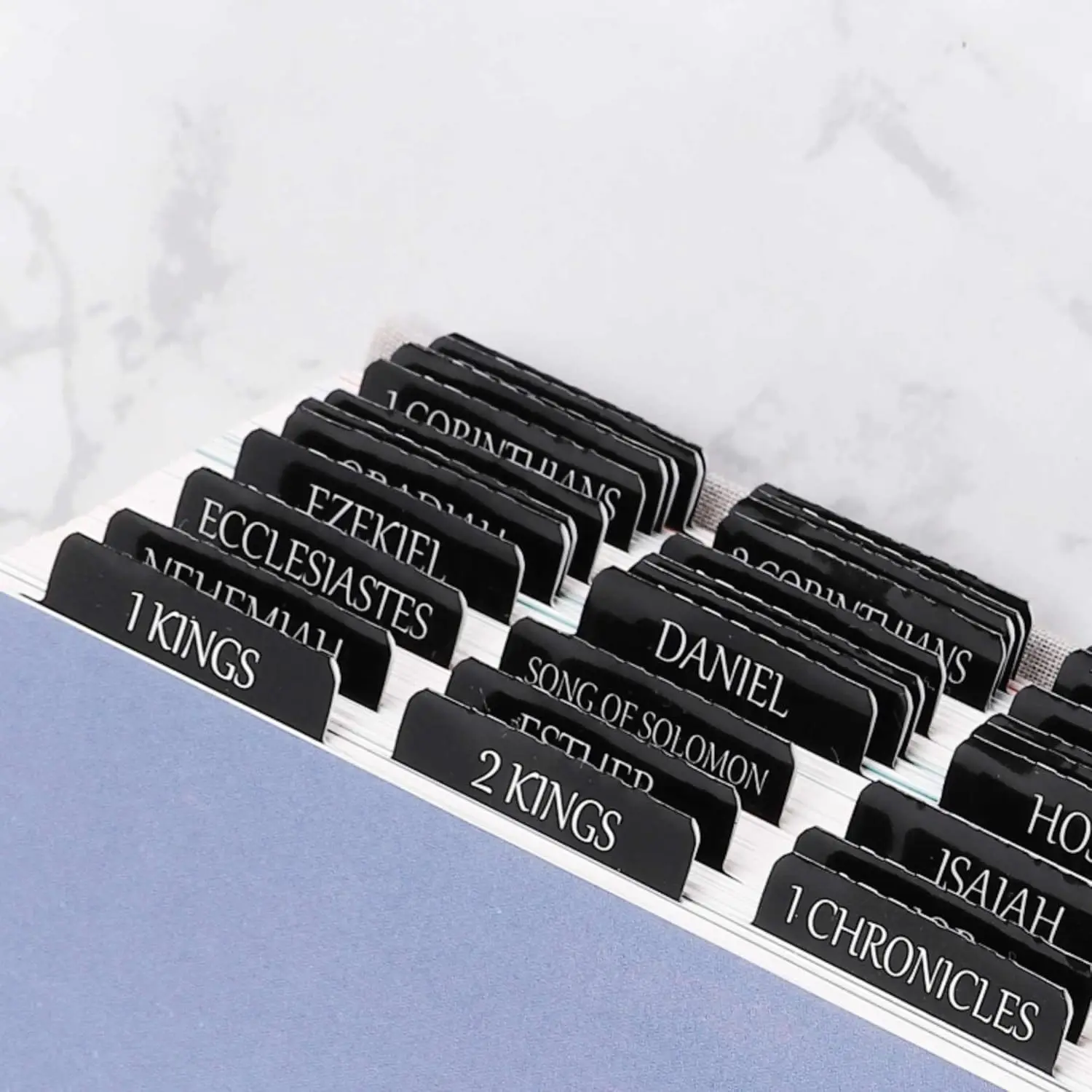 Reposition Laminated Bible Tabs Large Print Stickers Easy to Read and Apply Bible Tabs for Women and Man Black