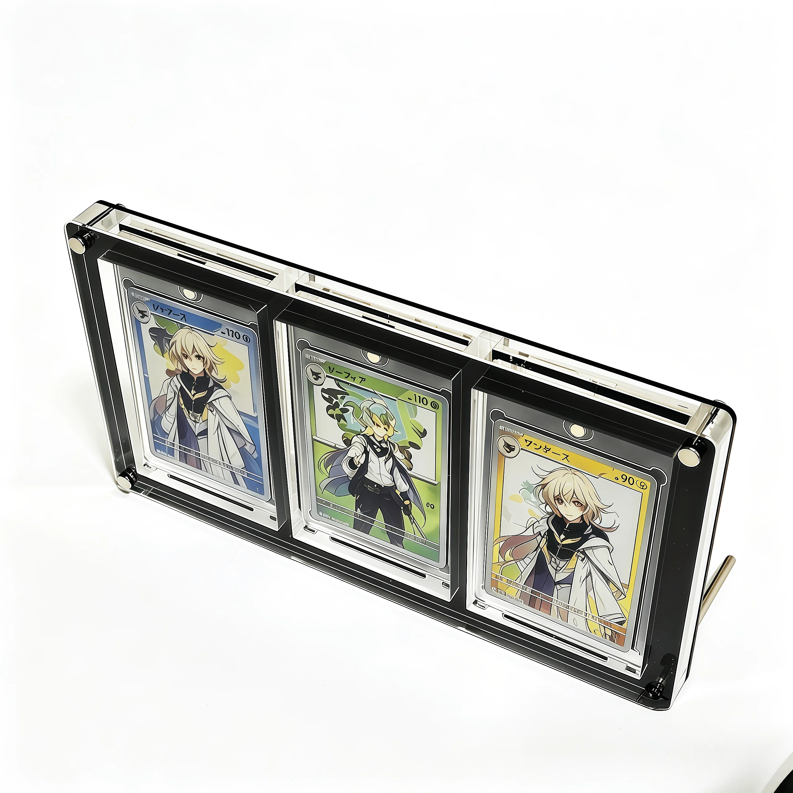 PTCG Display Stand Polaroid Picture Frame 35PT Extra Thick Pokemon Yu Gi Oh Card Shot Extra Action Stuck Black Brick-3 Slots