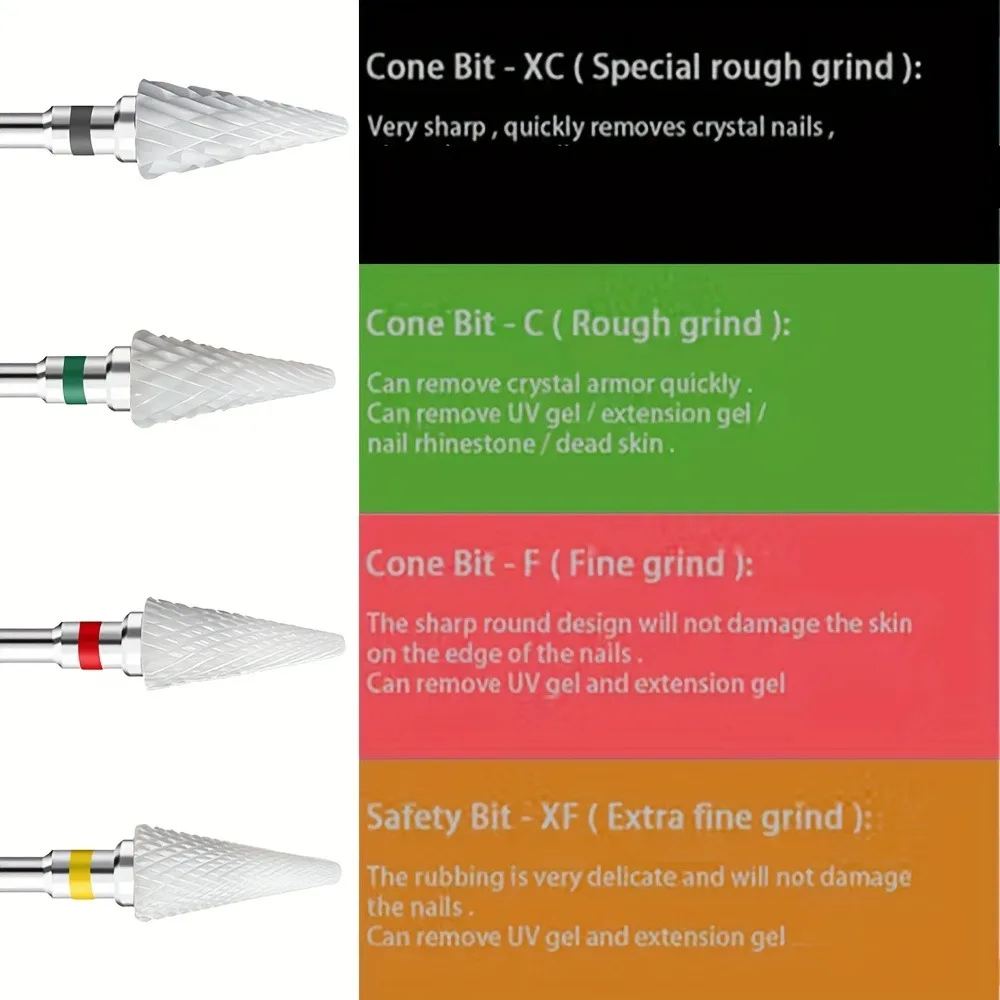 1 قطعة أو 5 قطع مثقاب فني للأظافر من السيراميك، 3/32 بوصة، لإزالة الأكريليك والجل، والتلميع، وأدوات مانيكير وباديكير لصالونات التجميل المنزلية #2