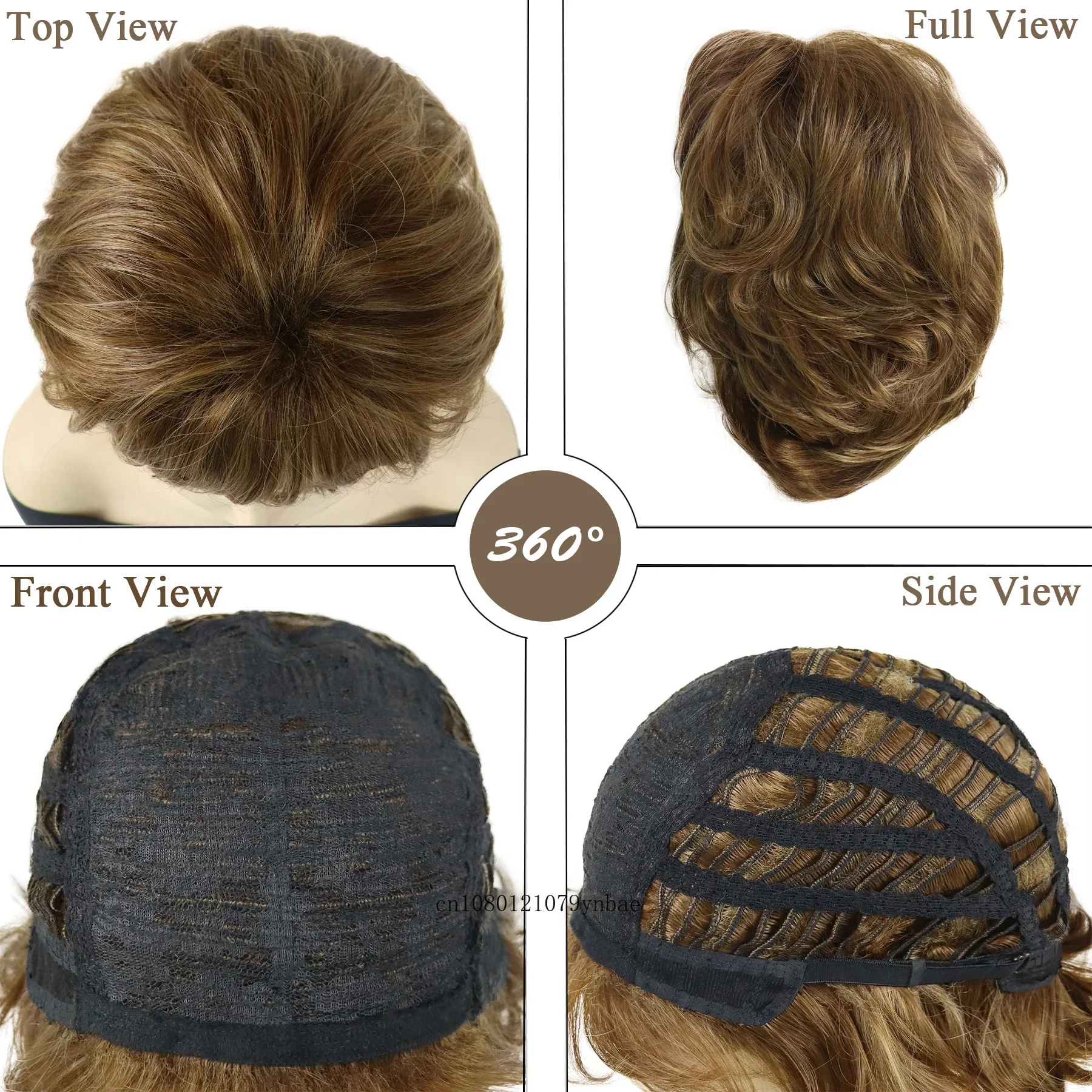 Natural Synthetic Hair Short Curly Brown Wigs for Women Mommy Wig with Bangs Daily Costume Party Use High Temperature Fiber