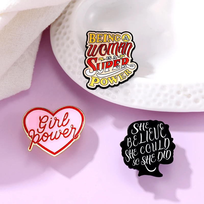 Pins Custom Don't Lose Heart More Self Love Brooches Lapel Badges Feminism Jewelry Gift for Women Friends Girl Power Enamel