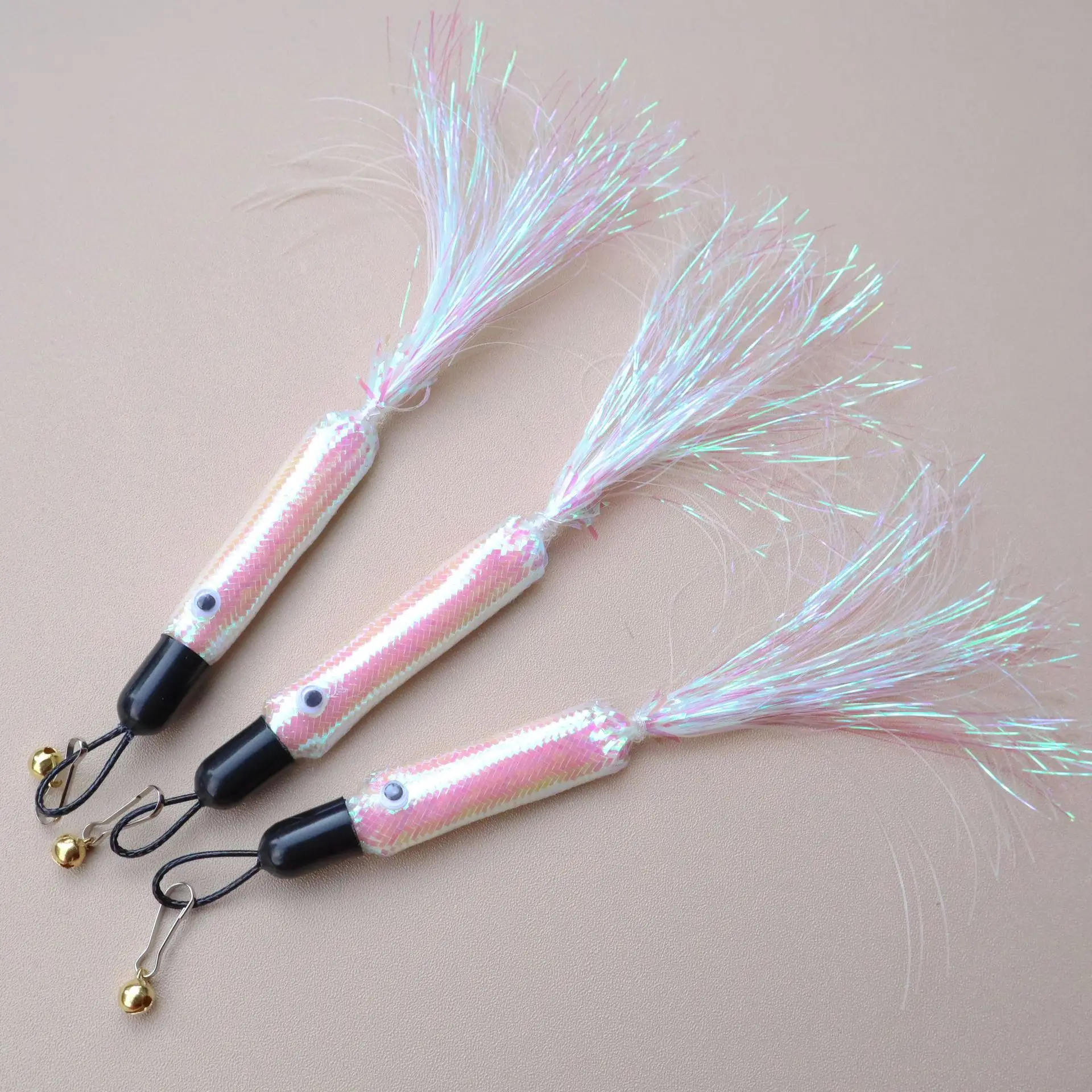 1pc/3pcs Quaste Fisch Ersatz Kopf für Simulierte Kleine Silber Fisch Katze Teaser Pet Spielzeug Liefert