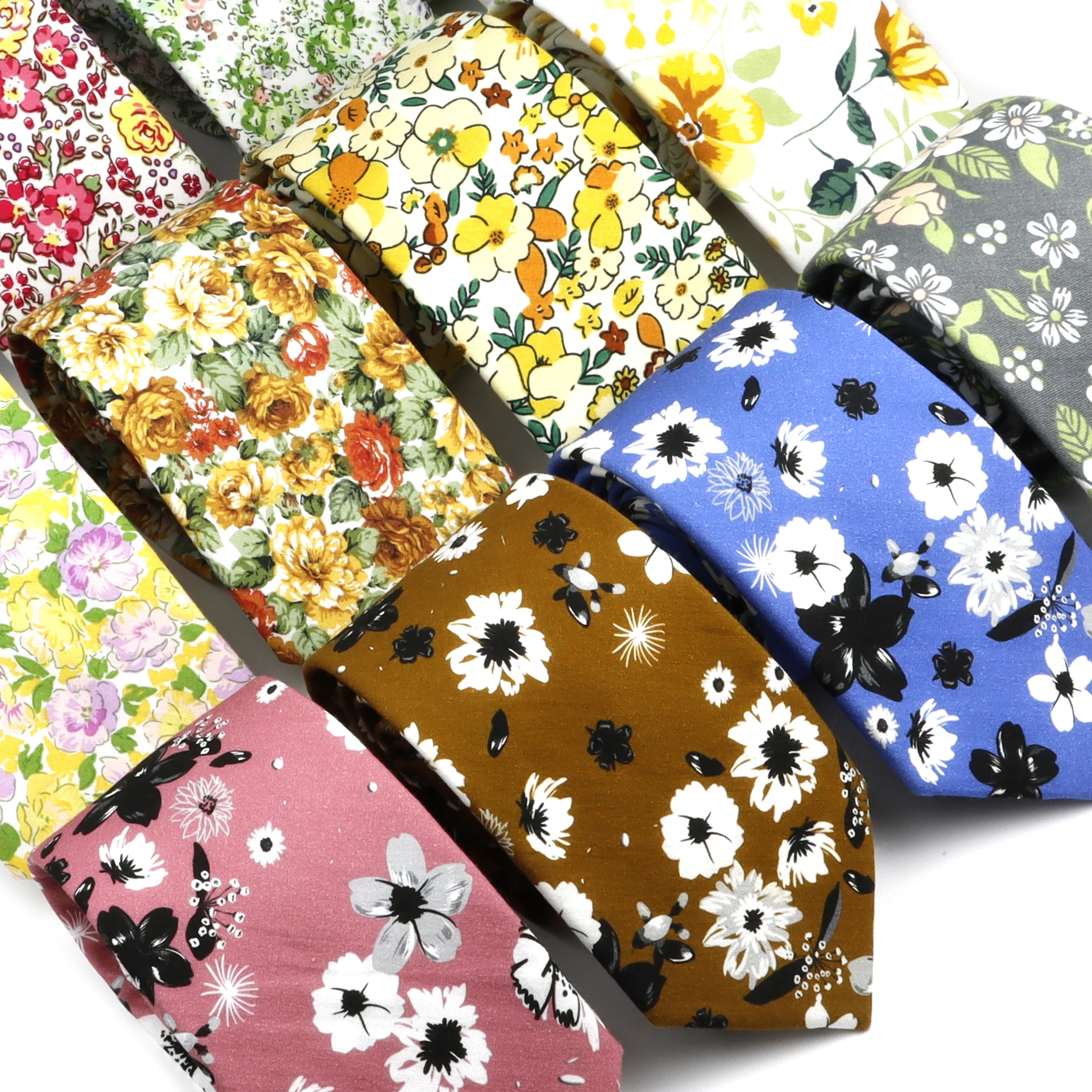 New Elegant Floral Tie For Men Women 100% Cotton Beautiful Flower Paisley Necktie Narrow Skinny Cravat Wedding Casual Corbatas