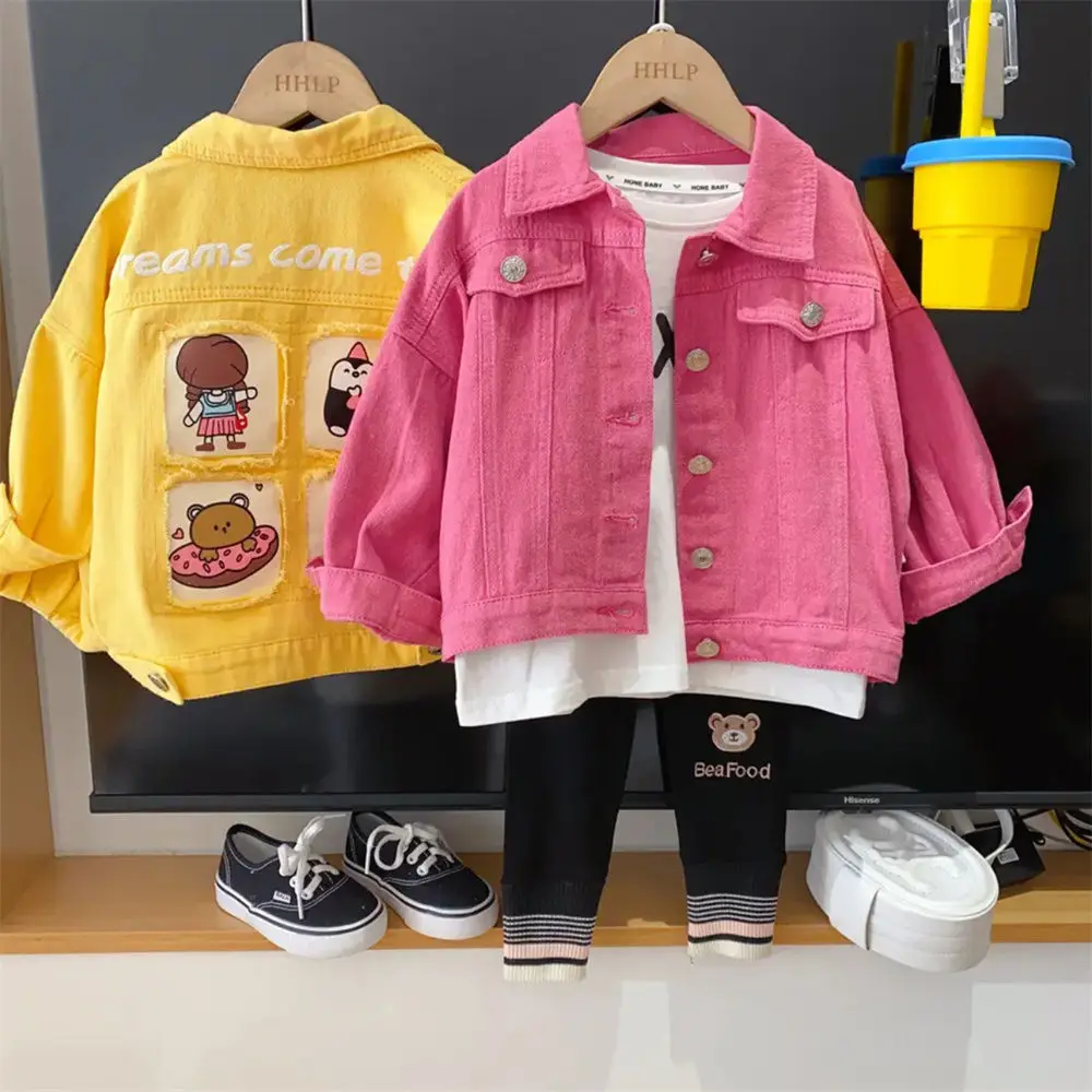 Mädchen Jeans jacken Mode neue Kinder Oberbekleidung Baby Mädchen Kleidung Langarm Jeans jacke für 2-7 Jahre Teenager Mädchen Jeans mäntel