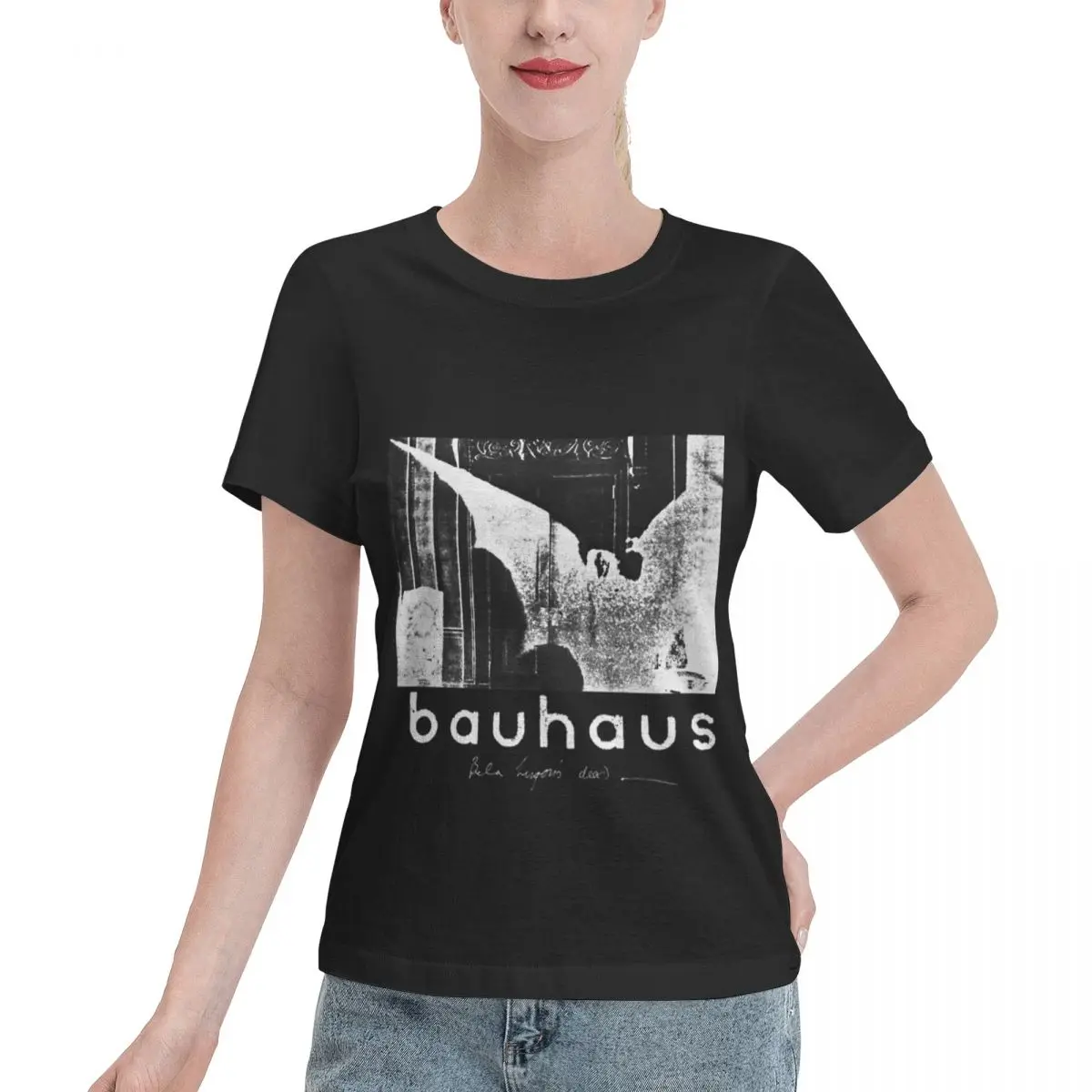 Camiseta lavable para mujer con estampado de Bela Lugosi S Dead Horror Post Punk retro de los años 80 en blanco y negro, camiseta informal de color liso para calle