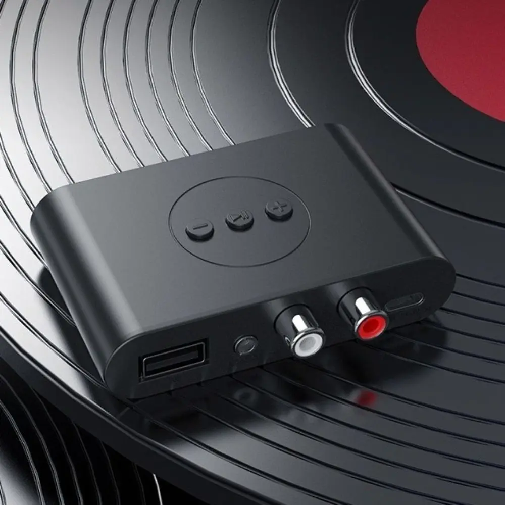 クリエイティブプラスチック Bluetooth オーディオレシーバー RCA ジャック Bluetooth 5.3 ワイヤレスアダプター マイク付き 3.5mm AUX ステレオ音楽アダプター