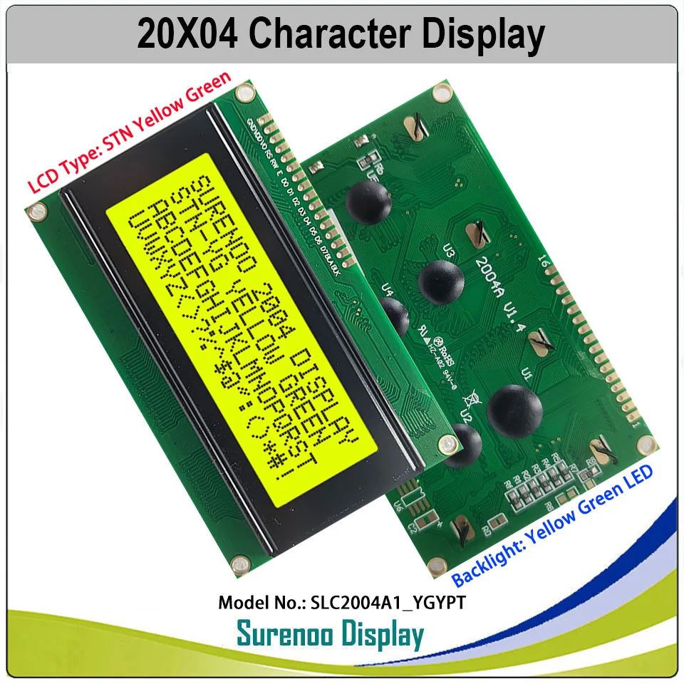 Surenoo 204 20X4 2004 STN FSTN Positive Character LCD Module Display Screen LCM with White Blue Orange Green LED Backlight